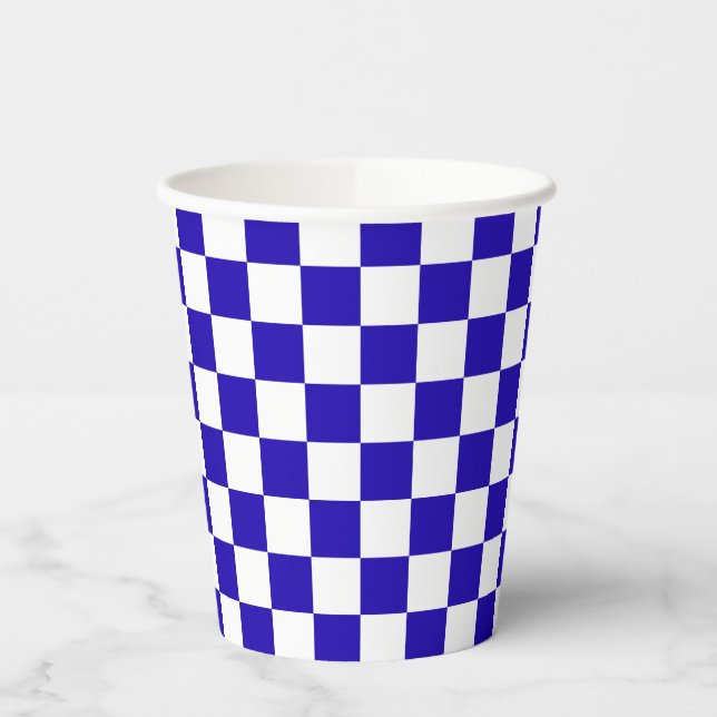 Deep blue checkered  pappbecher (Links)