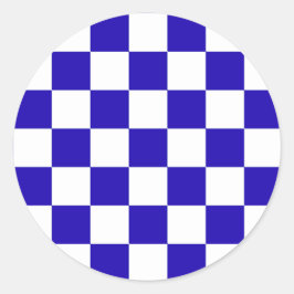 Deep blue checkered runder aufkleber