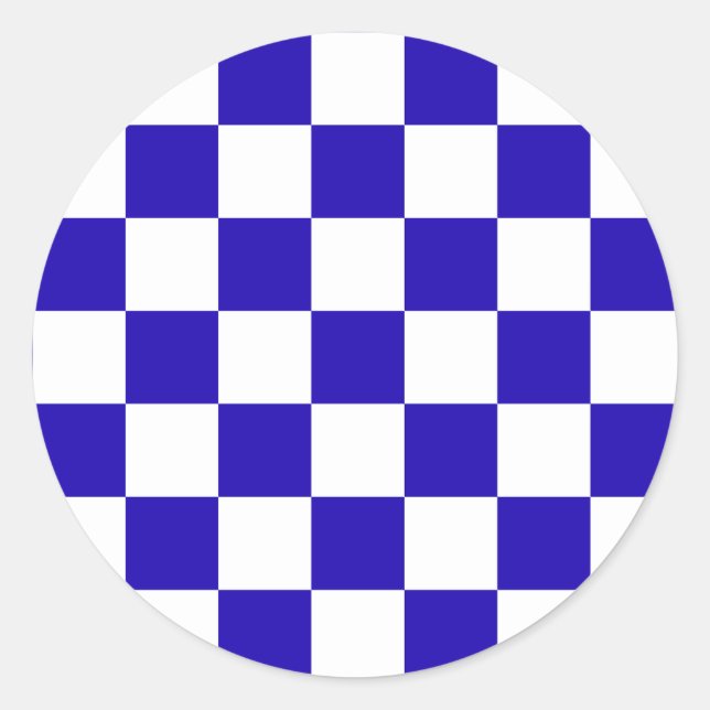 Deep blue checkered  runder aufkleber (Vorderseite)