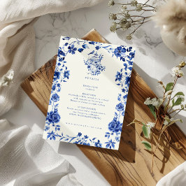 Deep Blue Chinoiserie Vintage Blumendetails Card Begleitkarte