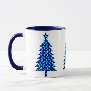 Deep Blue Christmas Tree mit Sternen Tasse