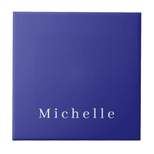 Deep Blue Color Schlicht Moderner Name Minimalisti Fliese