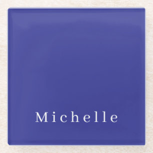 Deep Blue Color Schlicht Moderner Name Minimalisti Glasuntersetzer