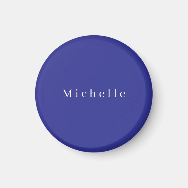 Deep Blue Color Schlicht Moderner Name Minimalisti Magnet (Vorne)