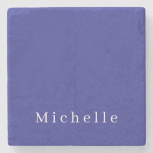Deep Blue Color Schlicht Moderner Name Minimalisti Steinuntersetzer