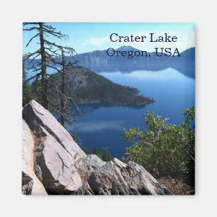 Deep Blue Crater Lake Oregon USA Travel Magnet