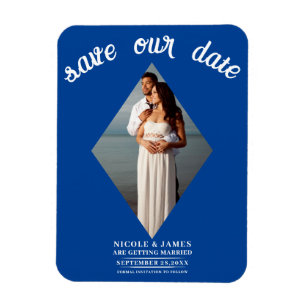 Deep Blue Diamond Foto Wedding Save the Date Magnet