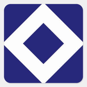 Deep Blue Diamond, kühne weiße Grenze Quadratischer Aufkleber