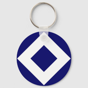 Deep Blue Diamond, kühne weiße Grenze Schlüsselanhänger