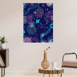 Deep Blue Dreams Abstract Art Poster