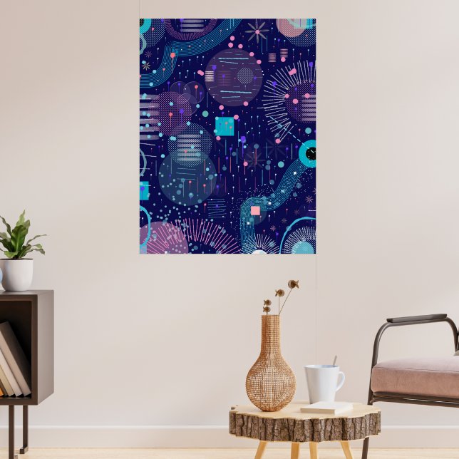 Deep Blue Dreams Abstract Art Poster (Wohnzimmer 3)