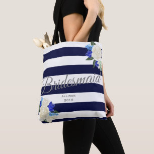 Deep Blue Floral Bridesmaid Toag Tag