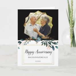 Deep Blue Floral Elegante Hochzeit im Herbst Dankeskarte