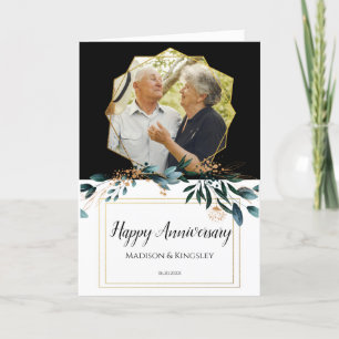 Deep Blue Floral Elegante Hochzeit im Herbst Dankeskarte