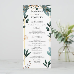 Deep Blue Floral Elegante Hochzeit im Herbst Menükarte