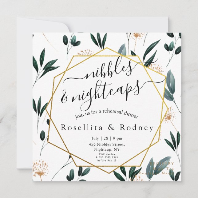 Deep Blue Floral Probe Dinner Einladung (Vorderseite)