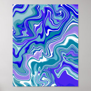 Deep Blue Fluid Abstrakt Art Poster