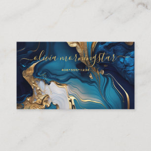 Deep Blue Gold Achat-Marmor-QR-Code Visitenkarte