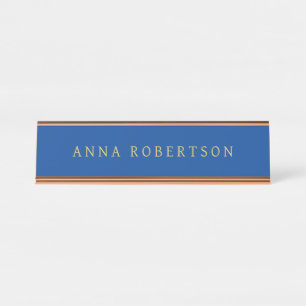 Deep Blue Gold Beruflich Trendy Minimalistisch Chi Schreibtischnamensplakette