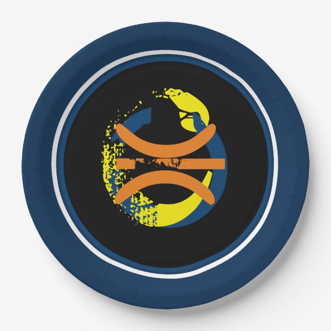 Deep Blue/Golden Yellow/Black Basketball 9" Teller (Vorderseite)