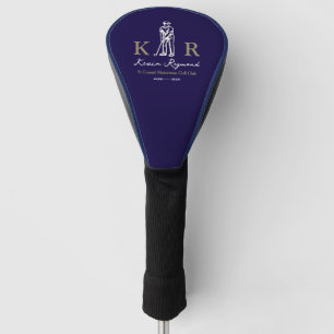 Deep Blue Golfspieler Classic Golfer Monogramm Golf Headcover