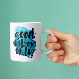 Deep Blue Good Vibes Brush Script-Kaffee-Tasse Kaffeetasse