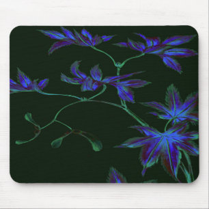 Deep Blue & Green japanische Blume Mousepad