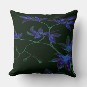 Deep Blue & Green japanisches Blumenkissen Kissen