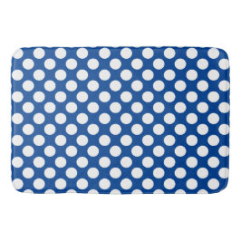 Deep Blue : Grosses weißes Polka Dot Muster Badematte