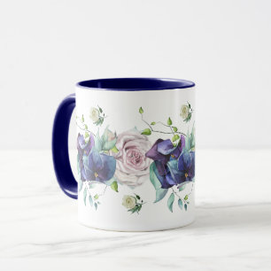 Deep Blue Hydrangea und Rose Tasse