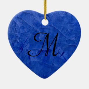 Deep Blue Imitats Stone Monogram Heart Ornament