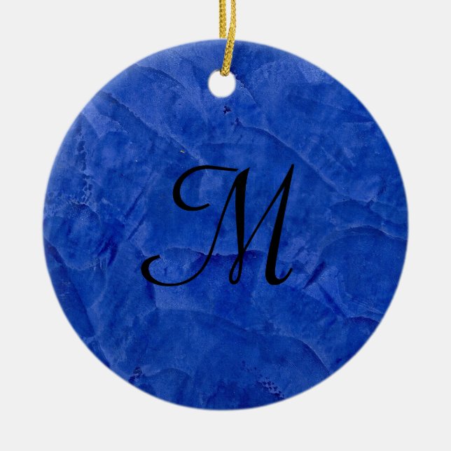Deep Blue Imitats Stone Monogramm Circle Ornament (Vorne)