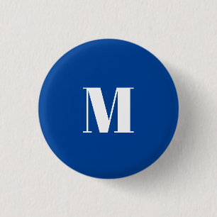 Deep Blue Initial Letter Monogram Modern Stilvoll Button