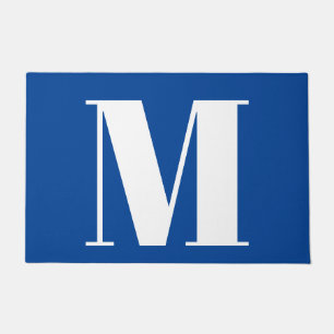 Deep Blue Initial Letter Monogram Modern Stilvoll Fußmatte