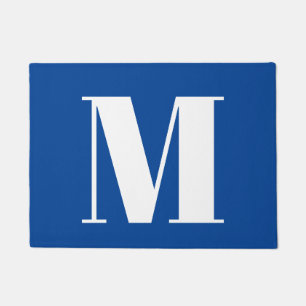 Deep Blue Initial Letter Monogram Modern Stilvoll Fußmatte
