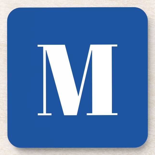 Deep Blue Initial Letter Monogram Modern Stilvoll Getränkeuntersetzer (Vorderseite)