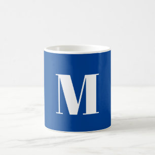 Deep Blue Initial Letter Monogram Modern Stilvoll Kaffeetasse