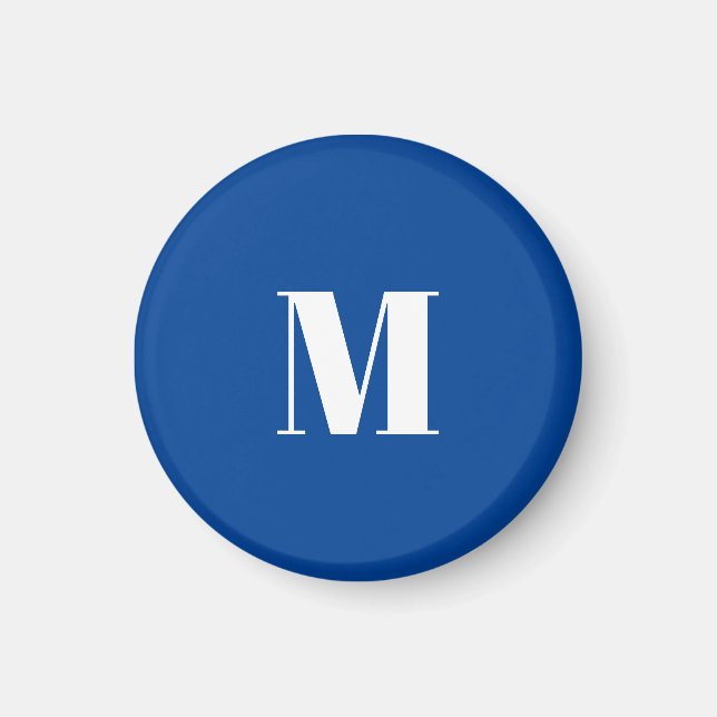 Deep Blue Initial Letter Monogram Modern Stilvoll Magnet (Vorne)