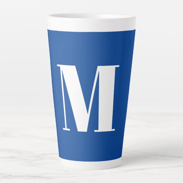 Deep Blue Initial Letter Monogram Modern Stilvoll Milchtasse (Vorderseite)