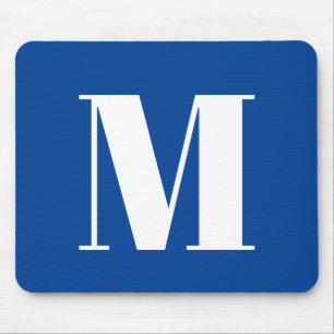 Deep Blue Initial Letter Monogram Modern Stilvoll Mousepad