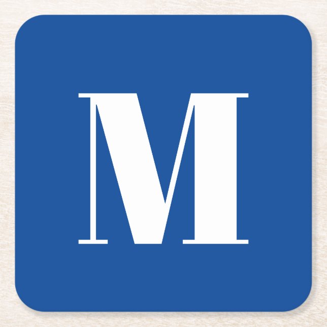 Deep Blue Initial Letter Monogram Modern Stilvoll Rechteckiger Pappuntersetzer (Vorderseite)
