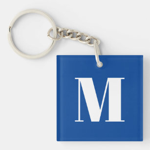 Deep Blue Initial Letter Monogram Modern Stilvoll Schlüsselanhänger