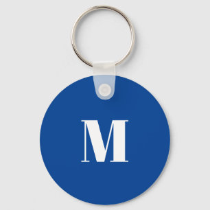 Deep Blue Initial Letter Monogram Modern Stilvoll Schlüsselanhänger