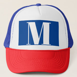 Deep Blue Initial Letter Monogram Modern Stilvoll Truckerkappe