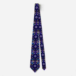 Deep Blue Jewel Print Necktie Krawatte