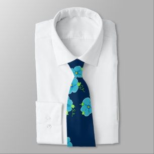 Deep Blue Krawatte mit Blumendesign
