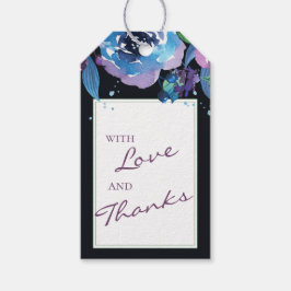 Deep Blue Lila Moody Twilight Floral Wedding Geschenkanhänger