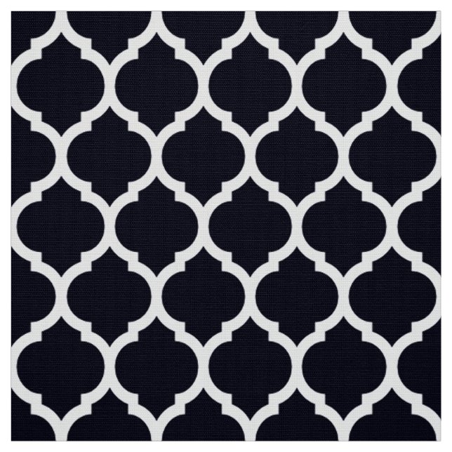 Deep Blue marokkanischer Gitter Quatrefolienmuster Stoff (Muster)