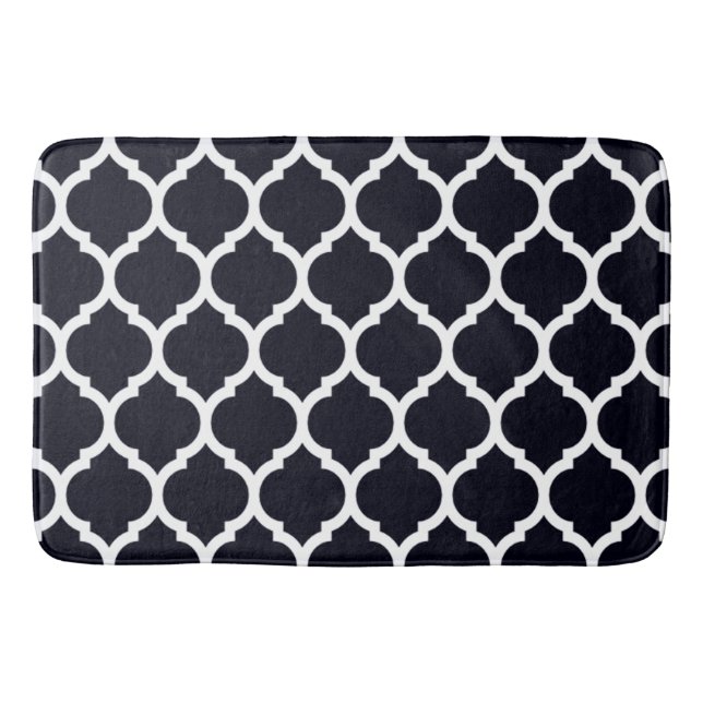 Deep Blue marokkanisches Quatrefolienmuster Badematte (Vorderseite)