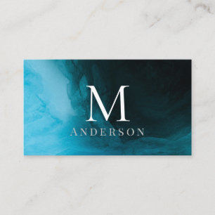 Deep blue Masculine Double Monogram Business Card Visitenkarte